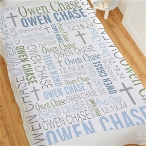 Christening Day For Him Personalized 60x80 Plush Fleece Blanket - 24848-L
