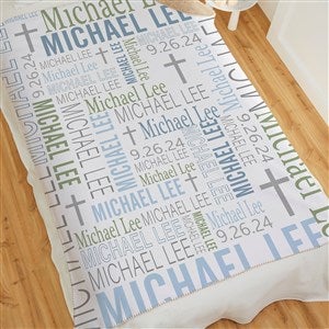 Christening Day For Him Personalized 50x60 Sherpa Blanket - 24848-S