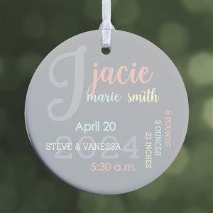 Modern All About Baby Girl Personalized Ornament- 2.85