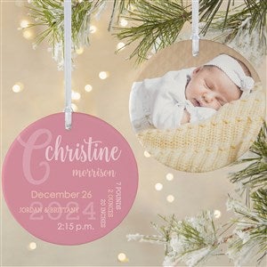 Modern All About Baby Girl Personalized Ornament- 3.75