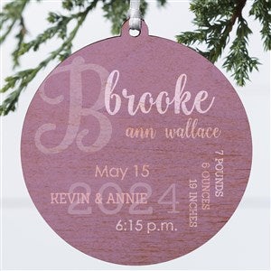 Modern All About Baby Girl Personalized Ornament- 3.75