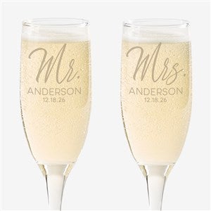 Stamped Elegance Personalized Wedding Champagne Flute Set - 25008