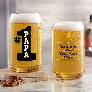 #1 Dad Custom Printed 16oz. Beer Can Glass - 25410-B