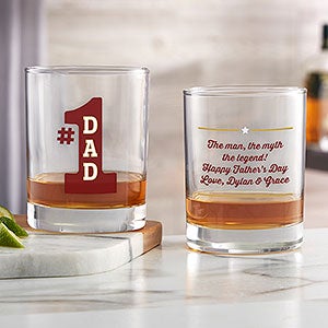 #1 Dad Custom Printed Whiskey Glass - 25411
