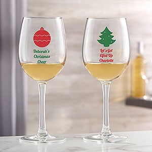 Choose Your Icon Personalized Christmas White Wine Glass - 25994-W