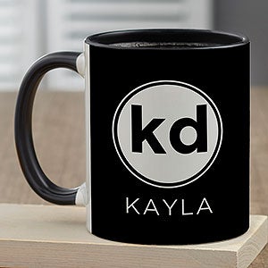 Modern Initials Personalized Coffee Mug 11 oz.- Black - 26019-B