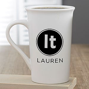 Modern Initials Personalized Latte Mug 16 oz.- White - 26019-U
