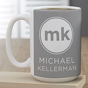 Modern Initials Personalized Coffee Mug 15 oz.- White - 26019-L