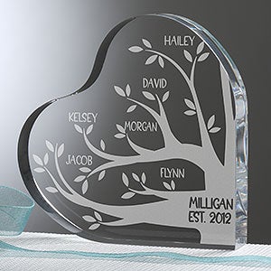 Family Tree Engraved Heart Keepsake