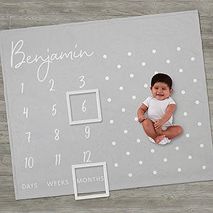 Simple and Sweet Personalized Baby Milestone Fleece Blanket - 26216