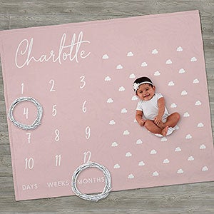Simple and Sweet Personalized Baby Girl Milestone Fleece Blanket - 26217