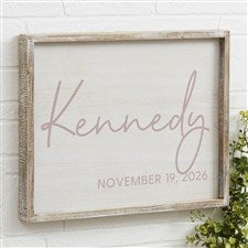 Simple and Sweet Personalized Baby Girl Barnwood Frame Wall Art- 14
