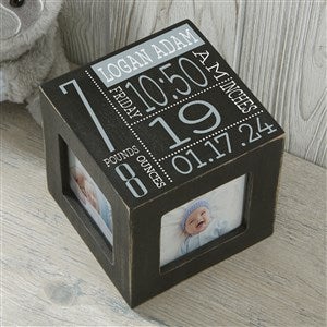 Baby Love Birth Information Personalized Photo Cube - Black - 26234-B