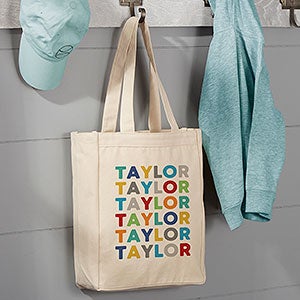 Vibrant Name Personalized Canvas Tote Bag- 14