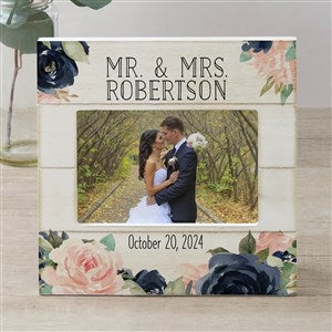 Colorful Floral Personalized Wedding Shiplap Picture Frame- 4x6 Horizontal - 26320