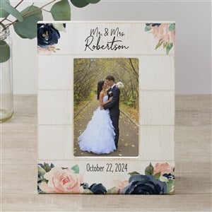 Colorful Floral Personalized Wedding Shiplap Picture Frame- 4x6 Vertical - 26320-4x6V