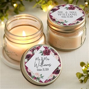 Wine Colorful Floral Personalized Mason Jar Candle Wedding Favors - 26333