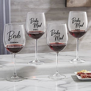 Classic Elegance Wedding Party Personalized Red Wine Glass - 26394-R
