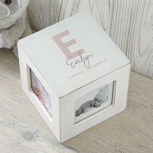 Simple and Sweet Baby Girl Personalized Photo Cube- White - 26461-W