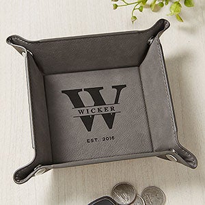 Lavish Last Name Vegan Leather Personalized Valet Tray