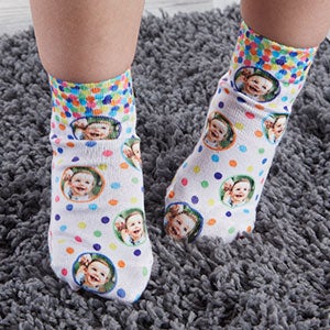 Boy Birthday Confetti Personalized Toddler Photo Socks - 26689