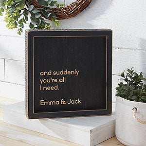 Any Quote Personalized Distressed Black Wood Wall Art - 8x8 - 26766-8x8