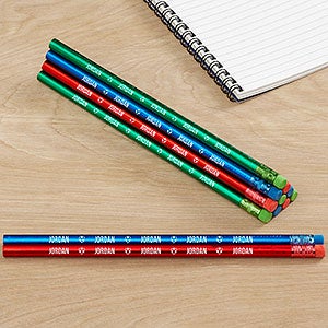 Icons Blue, Red, Green Personalized Pencil Set of 12 - 26969-BRG
