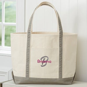 Playful Name Embroidered Weekender Tote - Grey - 27005-G