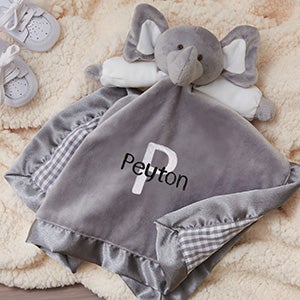 Playful Name Personalized Elephant Baby Blankie - Grey - 27188-G
