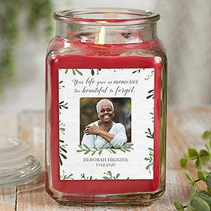 Botanical Memorial Personalized 18 oz. Cinnamon Spice Photo Candle Jar - 27218-18CS