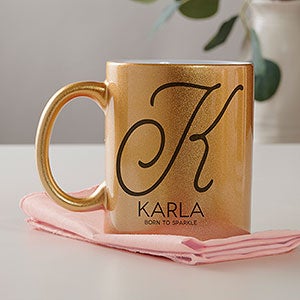 Initial Accent Personalized 11 oz. Gold Glitter Coffee Mug - 27359-G