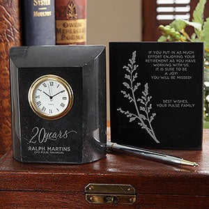 Retirement Personalized Marble Desk Clock - 27391