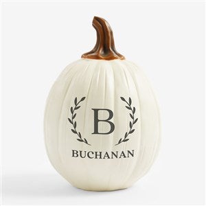 Laurel Initial Personalized Monogram Pumpkins- Large Cream - 27461-LC