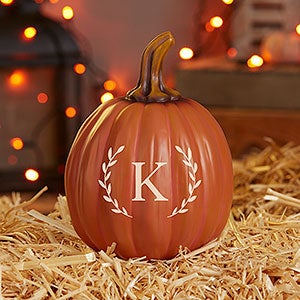 Laurel Initial Personalized Monogram Pumpkins - Small Orange - 27461-S