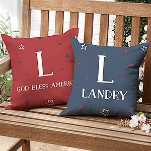Stars & Stripes Personalized Outdoor Throw Pillow- 16”x 16” - 27500