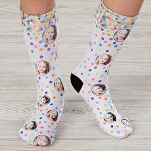 Birthday Confetti Girl Personalized Kids Photo Socks - 27565