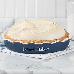 Personalized Classic Ceramic Pie Dish - Navy - 27762N-C