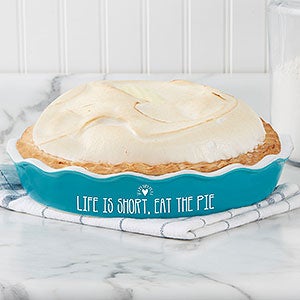 Made with Love Personalized Ceramic Pie Dish- Turquoise - 27763T-C