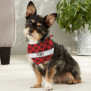 Holiday Plaid Personalized Christmas Dog Bandana- Small - 27842