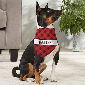 Holiday Plaid Personalized Christmas Dog Bandana- Medium - 27842-M