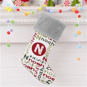 Youthful Name Personalized Grey Faux Fur Christmas Stockings - 27864-GF