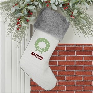 Choose Your Icon Personalized Grey Faux Fur Christmas Stockings - 27875-GF