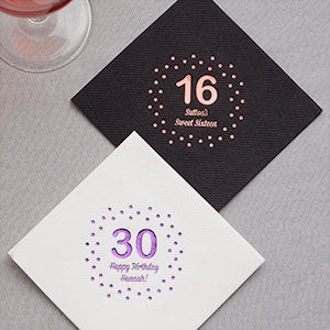 Birthday Confetti Personalized Elegance Cocktail Napkin - 27986D