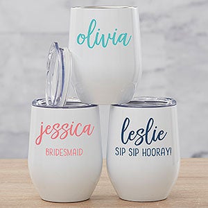 Scripty Style Personalized Stainless Insulated Wine Cup - 28014