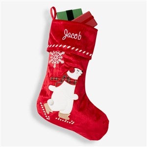 Candy Cane Polar Bear Personalized Christmas Stocking - 28066-P
