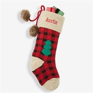Buffalo Plaid Stocking - 28069 Buffalo Plaid Personalized Jumbo Knit Christmas Stockings - 28069