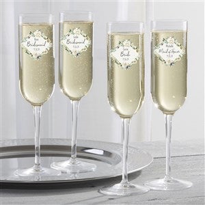 Floral Wedding Neutral Personalized Luigi Bormioli Wedding Party Champagne Flute - 28072