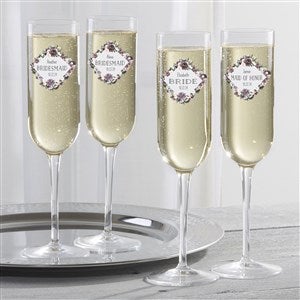 Floral Wedding Plum Personalized Luigi Bormioli® Wedding Party Champagne Flute - 28073