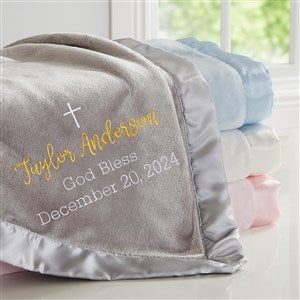 Christening Embroidered Grey Baby Blanket - 28181-G