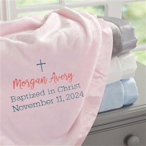 Christening Embroidered Pink Baby Blanket - 28181-P